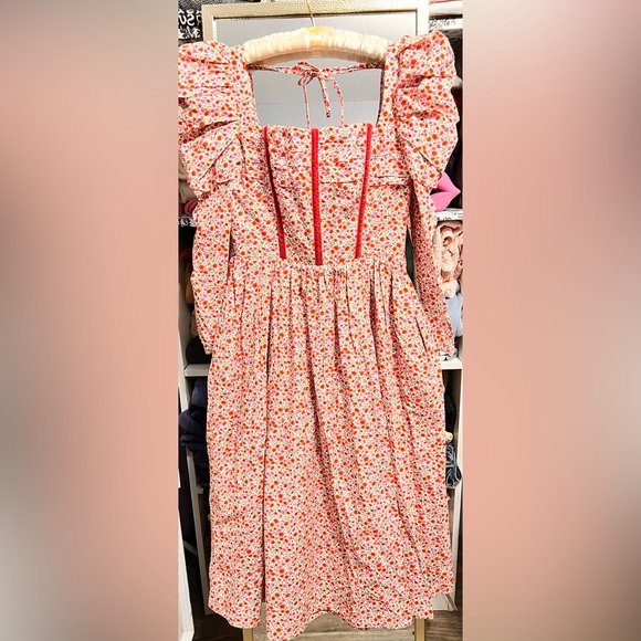 Evi Grintela Frida Floral Midi Dress Red Liberty Floral Medium Classic Regency - Picture 7 of 7